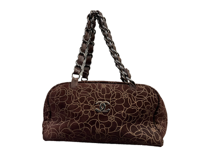 Chanel Vintage Brown Suede Camellia Flower Chain Shoulder Bag | eBay