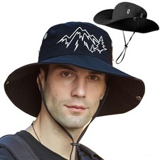 Men's Wide Brim Sun Bucket Hat Cowboy Hiking Fishing Hat for Outdoor Travel