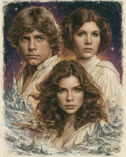 Luke Skywalker in White Tunic with X-Wing Fighter Art/133221936
