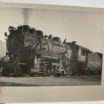Vintage Steam Locomotive 115 Train Yard Photo 4x5 B&W Gelatin Silver Original