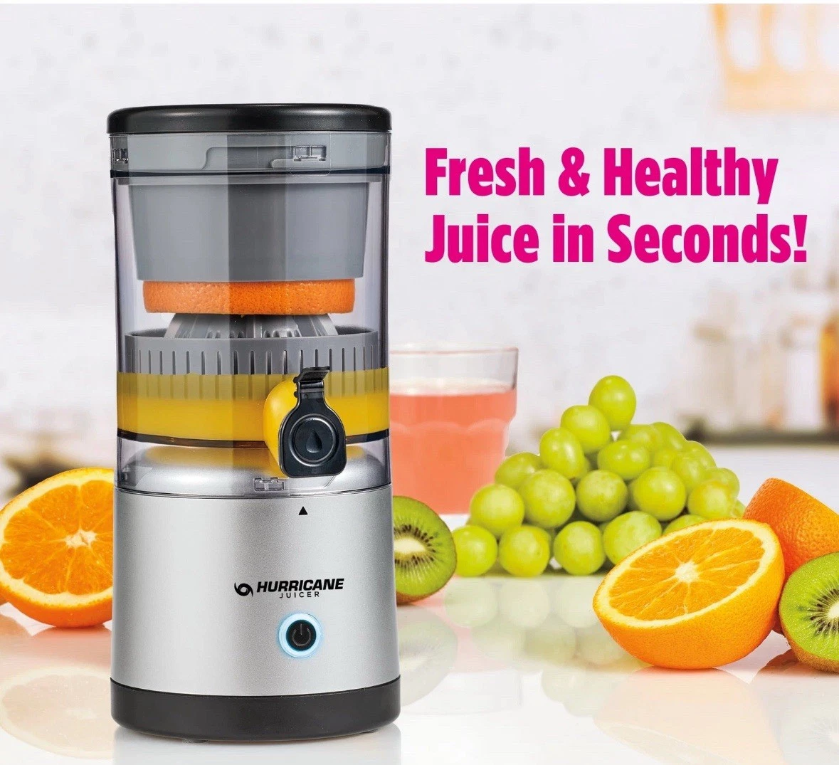 Hurricane Juicer 45 W 220 ml Gray Easy One Touch Cordless & Rechargeable ✅