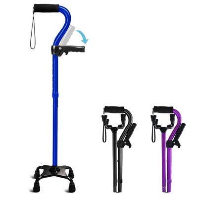 Adjustable Walking Cane for Men & Women with 4-Pronged Base for Extra Stabili...