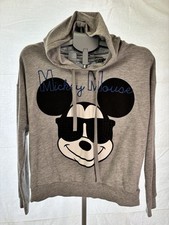 Disney Mickey Mouse Gray Pullover Fleece Hoodie Graphic Print Women’s XL