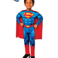 Superman Muscle Halloween Costume 4T Jumpsuit  Cape Toddler Boys Super Hero