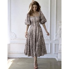 Selkie Heritage Brown Toile Day Cottagecore Dress