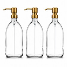 500ml Clear Glass Soap Dispenser Bottle Brass Style Pump 1 2 3 Pack Refillable