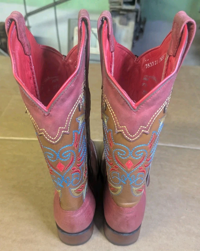 BOTA WESTERN MUJER LOS ALTOS ROJO DESIERTO CUERO GENUINO RANCHO-PUNTERA CUADRADA 7.5 Foto 4 de 4