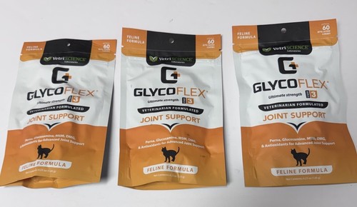 Glyco Flex 3 Joint Support for Cats, 60 Bite Sized Chews exp 6/2025 3 New Bags!