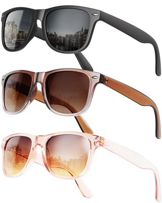 OUKEMAX Sunglasses-women Medium, Black + Brown Gradient + Light