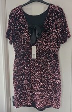 BNWT SIZE 18 DUSKY PINK SEQUIN BOW BACK EVENING DRESS COCKTAIL PARTY CRUISE NEW