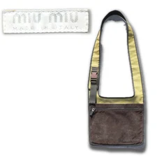 Miu Miu 1999 SS Archive Brown Suede Mesh Shoulder Bag Vintage 90s Rare 29x21cm