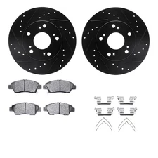 For Honda CR-Z 11-15 Drilled & Slotted Front Brake Kit w Semi-Metalic Pads