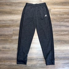 Adidas Joggers Youth Boys XL 18-20 Heather Gray Fleece Lined Regular-Fit