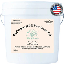 Just Tallow Bulk 100 Grass-Fed Beef for Soap, Skincare Candles 16 lbs.