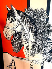 35"X35"Two Horses Print Pure Twill Mulberry Silk 18momme Scarf 88x88cm 5-130