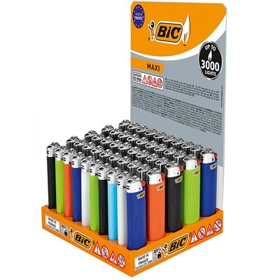 BIC Maxi Reibrad Feuerzeuge Neutral mit Zündstein (BIC Maxi J26) (50 Stück)
