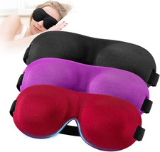 Sleep Mask for Back and Side Sleeper 3 Pack, 100% Blackout Eye Mask