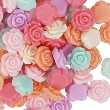 Random 100Pcs Assorted of Color 12Mm 1/2" Rose Flower Resin Flat Back Flatback