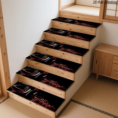 Non-Slip Stair Mat Featuring a Print of Wine Spilling Over Grapes, a 2D Flat N