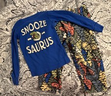 Carter  s blue Snooze Saurus Dinosaur Pajamas Long sleeve t shirt Fleece pants 2T