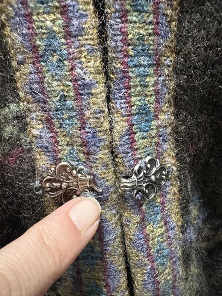 Vintage Icelandic Design Jacket Womens Small Brown Wool Lined Floral Clasps 90s - Image 3 of 4