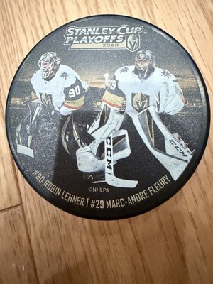 2020 Playoffs Vegas Knights Fleury Lehner Goalies Limited Edition Puck- RARE/NEW