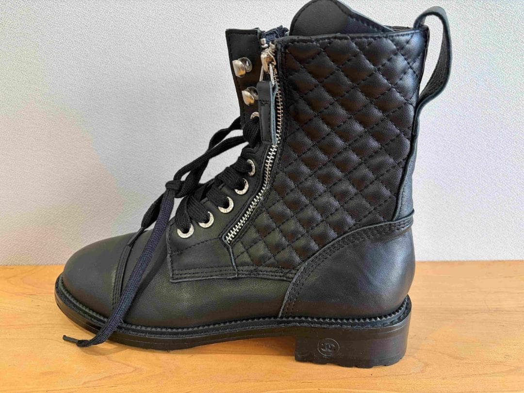 CHANEL leather Boots Shoes Women Size 40 COCO MARK Matelasse Quilting Genuine thumbnail 7
