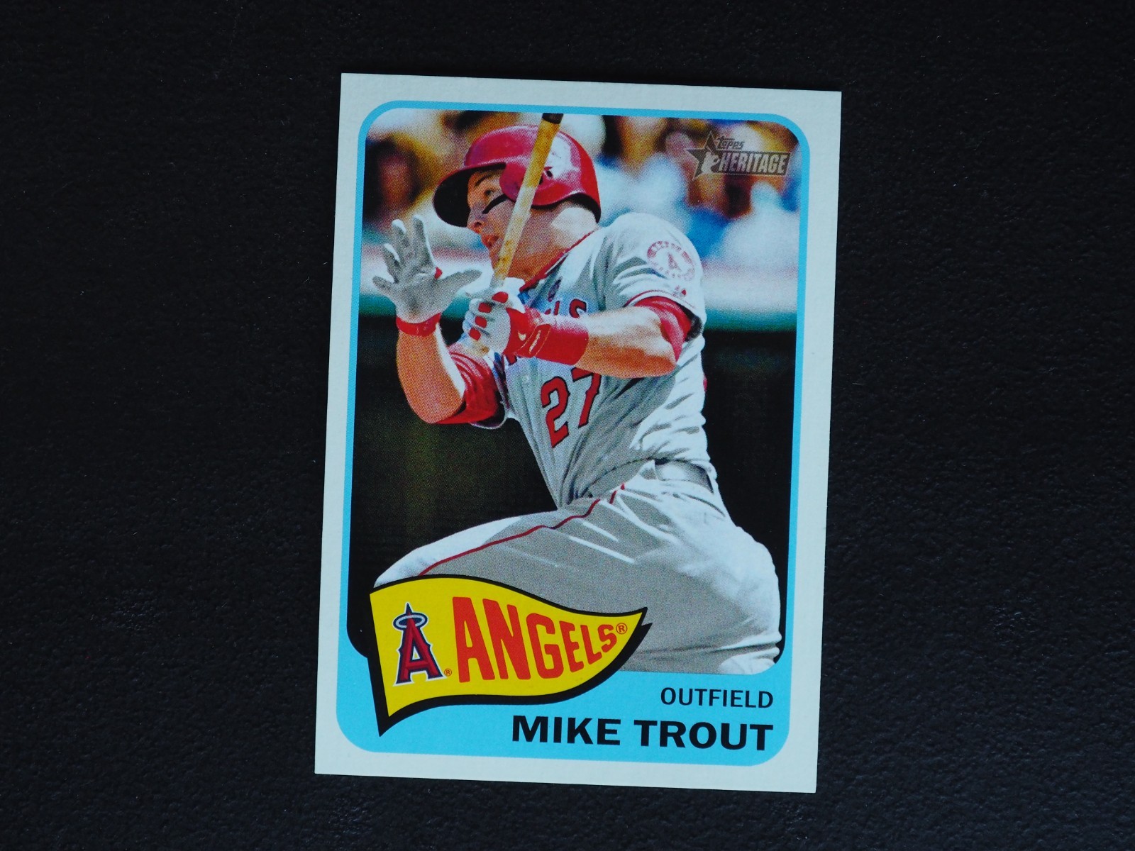 2014 Topps Heritage Mike Trout Action Variation Short Print SP MINT