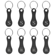 8Pcs Stainless Steel Shopping Trolley Token, Black Letter S Grocery Cart