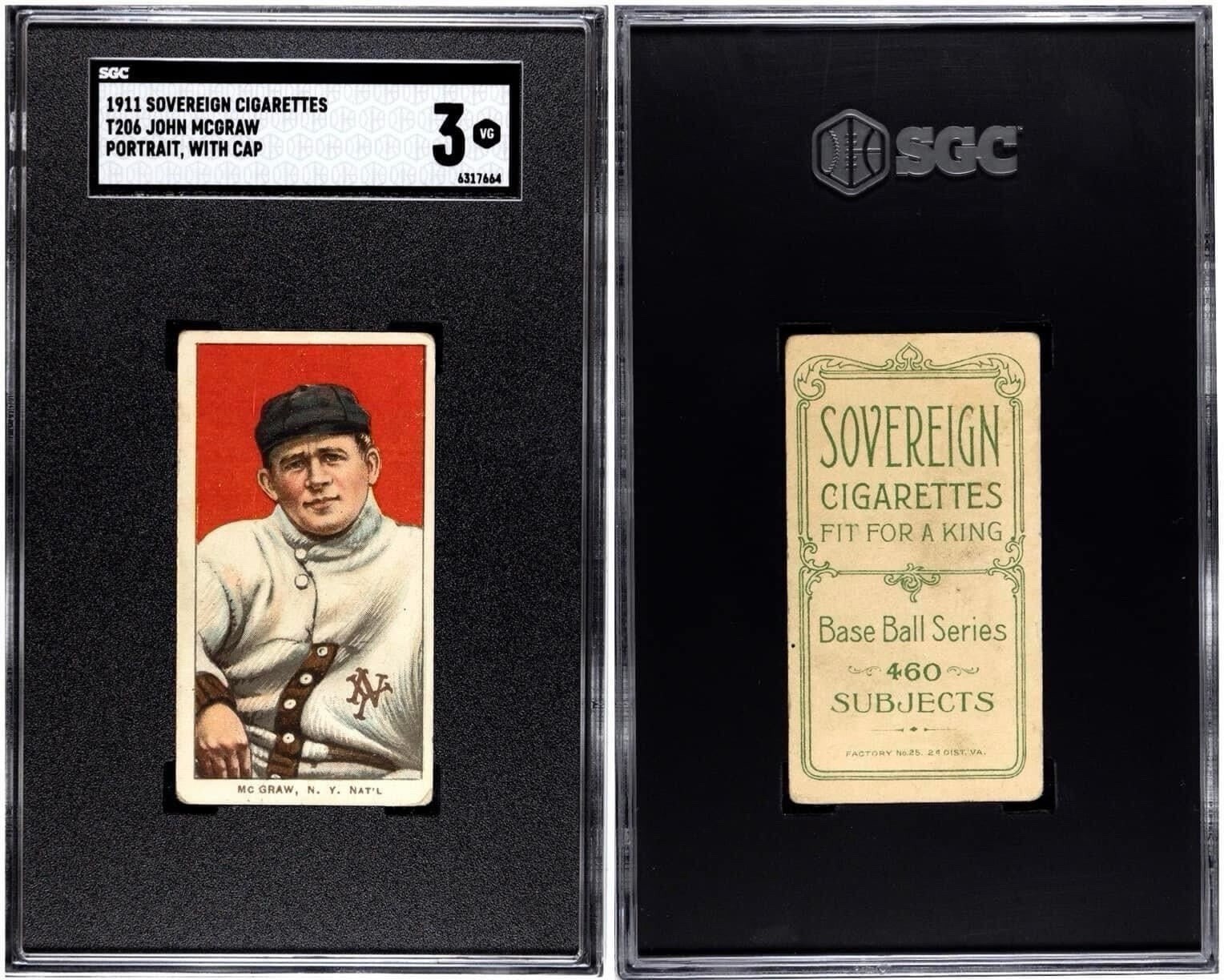 1909-11 1911 T206 John McGraw Portrait With Cap Sovereign 460 SGC 3
