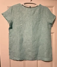 C & C California 100% Linen Top Sz S turquoise  Unstructured Coastal Classic $14