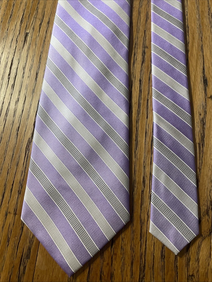 Corbata a rayas de seda Paul Fredrick reciente usada en excelente estado EE. UU. hecha a mano Foto 4 de 4