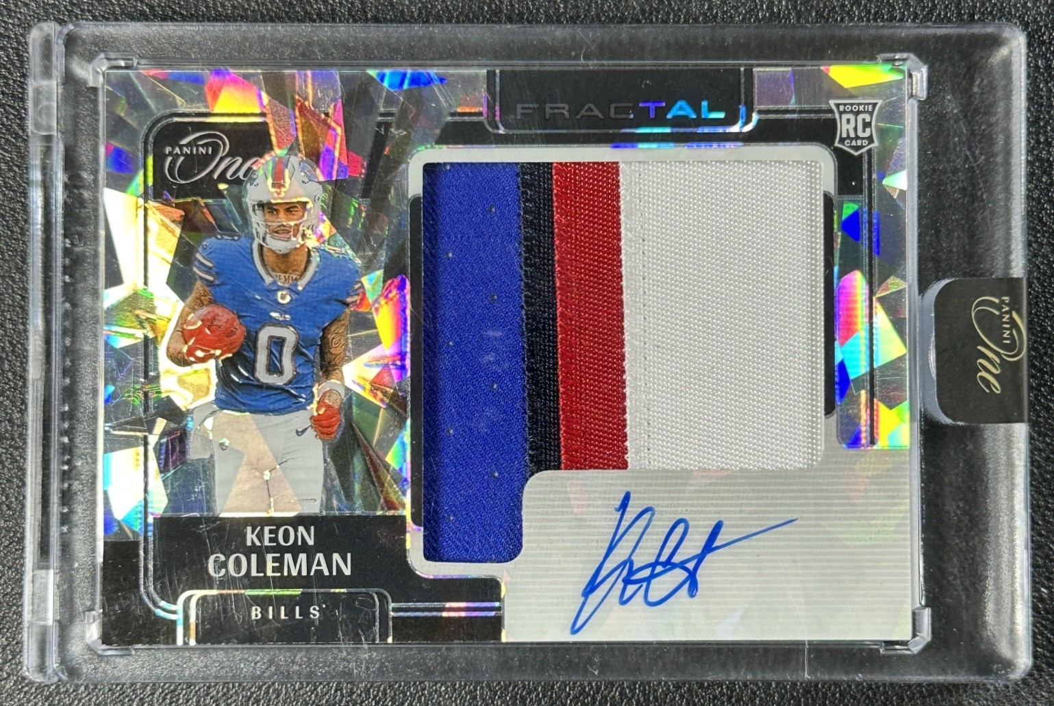 Keon Coleman Panini One #406 Rookie Fractal Patch Autograph