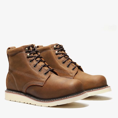 Bonanza Genuine Leather FRONTIER CLASSIC Plain Toe Wedge Sole Work Boots - Brown