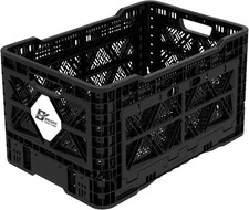 Bigant Heavy Duty Collapsible Stackable Plastic Milk Crate-Medium Size Black