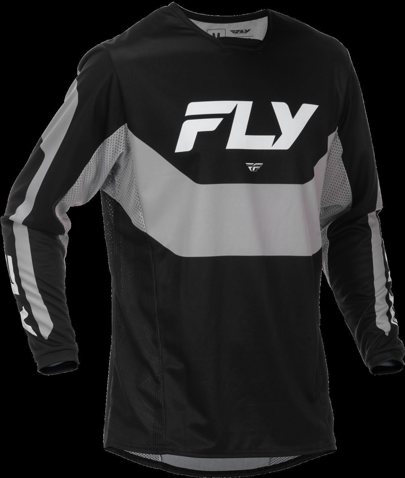 Fly Racing Kinetic MX Jersey Black Grey Adult Motocross Off-Road Enduro