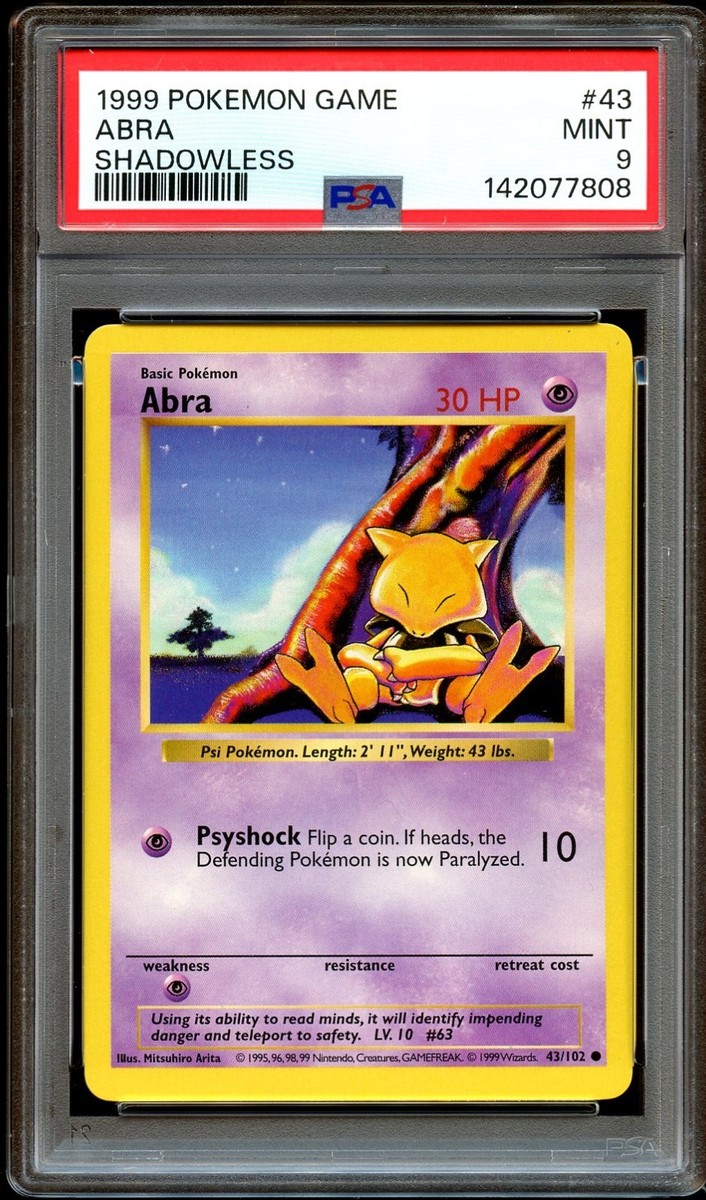 PSA 9 MINT Abra 43/102 SHADOWLESS Base Set Pokemon Card 808 | eBay