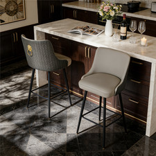 360 Swivel Upholstered Bar Stools Kitchen Island Leather Counter Chair High Back