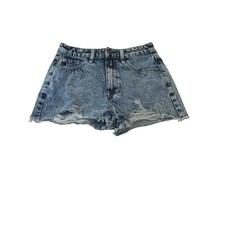 KanCan Washed Blue High-Rise Distressed Denim Jean Shorts Size 3 / 25