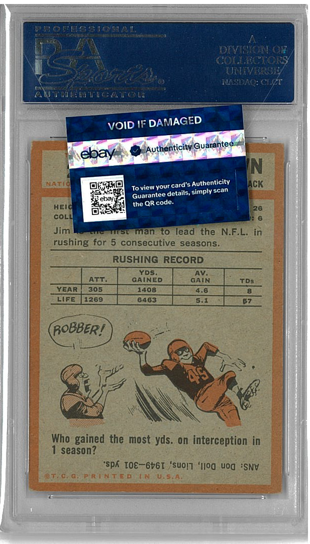1962 Topps Football Card #28 Jim Brown HOF Cleveland Browns PSA 5 EX view 4
