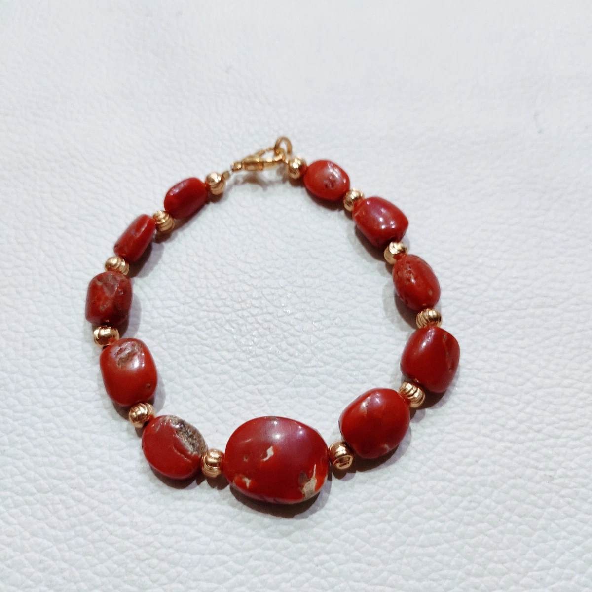 Collier bijou fait main en argent 925 pierre précieuse corail rouge