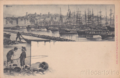 * GENOA - Illustration with Port and Fishermen