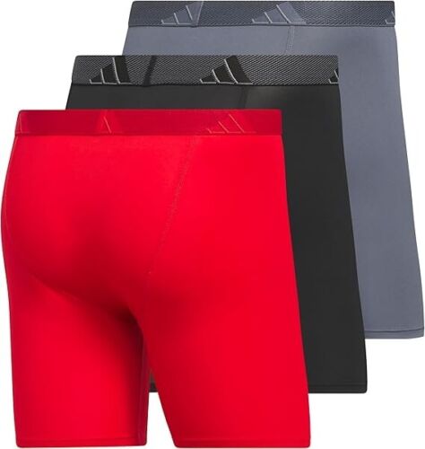 adidas Men's Underwear Boxer Briefs Microfiber (3 Pack) Size 2XL Red Gray Black - Picture 2 of 7