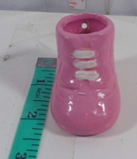 pink baby lace GLASS CERAMIC PORCELAIN MINIATURE SHOES VINTAGE