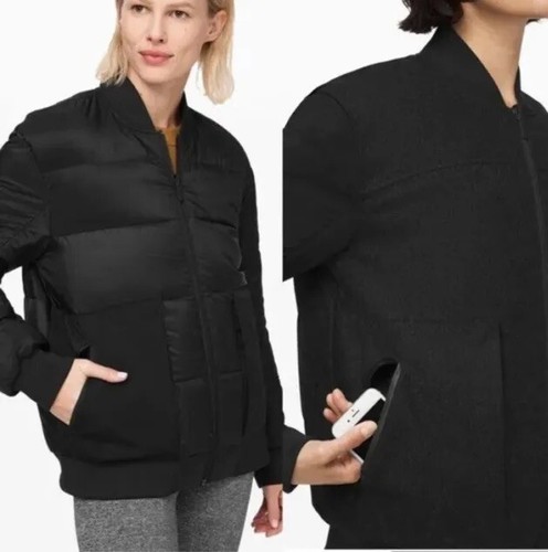 Lululemon piumino d'oca donna 8 nero vagabondo lontano bomber reversibile nuovo $298 - Foto 2 di 13