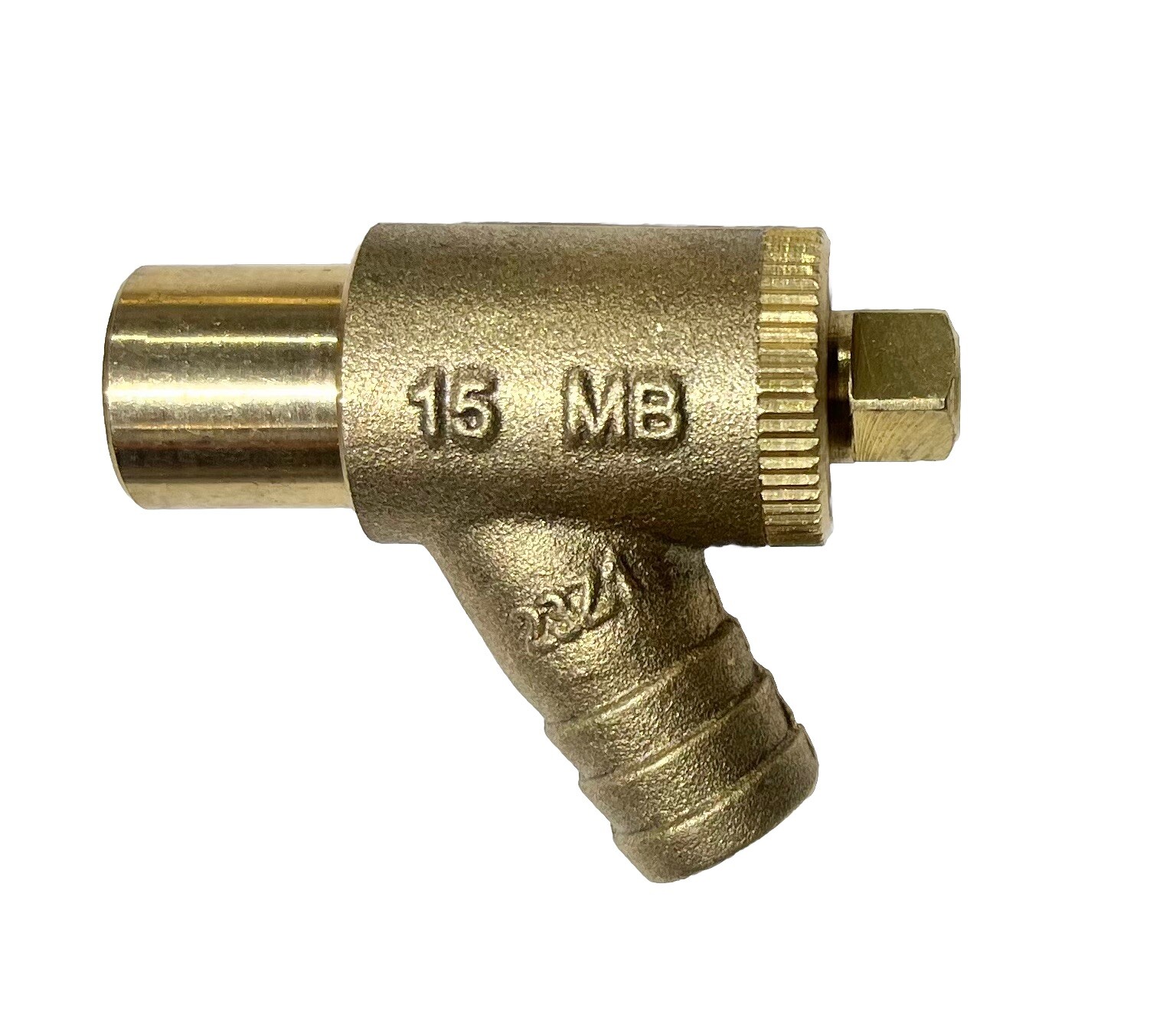 21 x 15mm drain tap cock DZR brass Type A. Midbrass solder end feed