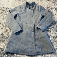 Nautica Girls Gray Double Breasted Long Coat Button/Zipper Size L 14/16 Youth