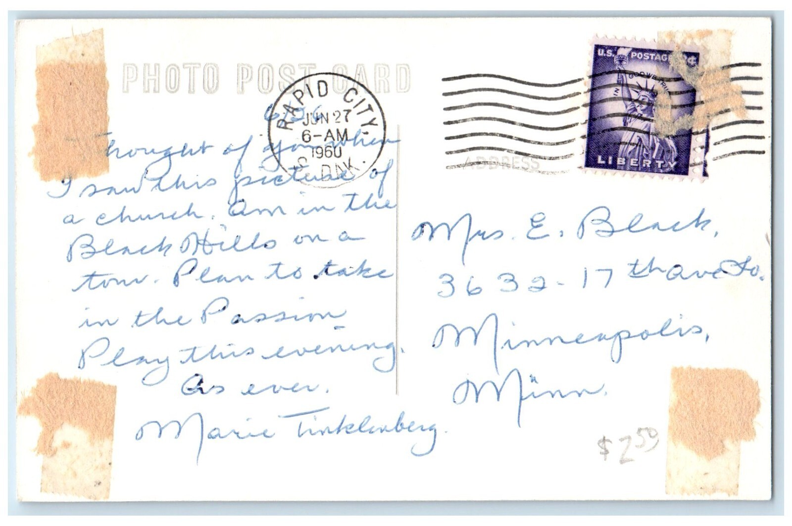 1960 Church At Pickstown Rapid City South Dakota SD RPPC Photo Vintage