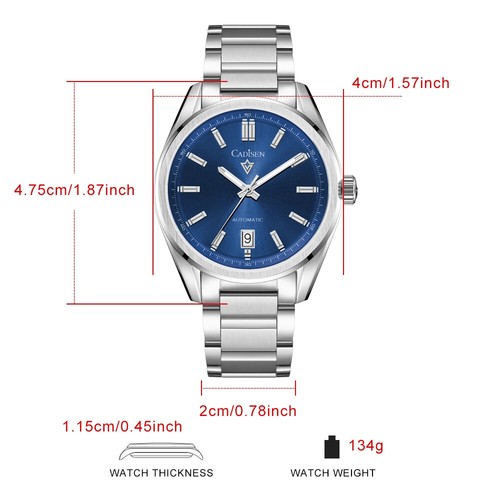 Orologio meccanico automatico uomo CADISEN C8227M Lume NH35 acciaio inox zaffiro - Foto 3 di 14