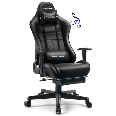 2024 Ergonomic Gaming Chair with Speakers Bluetooth,Footrest & Lumbar Support